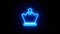 Chess Queen neon sign appear in center and disappear after some time. Loop animation of blue neon symbol