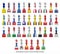 Chess queens in the colors of the flag of different countries. Isolated on a white background. Sport. Politics. Business