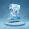 Chess Rook icon. Cracked blue Ice Chess Rook symbol on blue snow podium