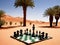 A Chess Set In The Desert. Generative AI