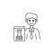 Chess teacher line icon