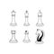 Chess. Vector illustration of a chess pawn. Kings, queens, rooks, ministers, horses and pawns. Isolated on a blank background, edi