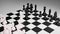 Chessboard and chess pieces, white and black, 3D render