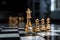 Chessboards golden knight embodies business strategy and planning concepts