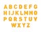 Chesse alphabet in 3D. Font from cheese, food in the form of letters. Cheese letters collection. Symbols isolated on white. Yellow