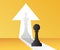 Chessman is changed to the shadow of the chess king symbol. Business metaphor vector illustration