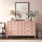 Chest of six lacquered drawers, bedroom decor with frame and accessories