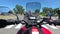 Chest view on the helm of motorcycle riding in a column of bikers on the road