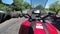 Chest view on the helm of motorcycle riding in a column of bikers on the road