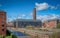 Chester, United Kingdom - 6th April 2022 : A view of the canal and Chester Leadworks and shot tower