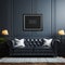 Chesterfield sofa in black leather in luxury room mock-up
