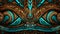 Chestnut Brown and Turquoise Blue Earthy Tones Pattern