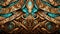 Chestnut Brown and Turquoise Blue Earthy Tones Pattern