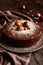 Chestnut cake with almonds and chocolate