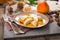 Chestnut gnocchi with pumpkin sauce