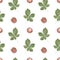 Chestnut green leaves and nuts. Watercolor hand drawn botanical seamless pattern isolated on white background