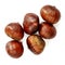 Chestnut Isolated. Roasted sweet chestnuts for Christmas  on white background. Top view. Flat lay