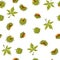 Chestnut seamless pattern. chestnut tree leaves, fruits, seeds. Autumn. Horse chestnut background. Perfect for texture for fabric