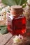 Chestnut tincture of flowers in a bottle vertical closeup