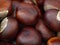 Chestnuts, brown autumn fruit used in European gastronomy.