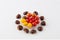 Chestnuts and cherry tomatoes culinary composition