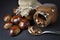 Chestnuts and a chocolate cream in little jars