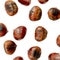 Chestnuts Pattern. Various  Roasted  sweet Chestnuts isolated on white background.  top view