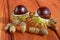 Chestnuts in shell and acorns