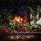 Chestnuts Traditional Open Fire Christmas Background Roasting Roasted Decorations Winter Autumn