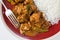 Chettinadu chicken curry with veg and rice