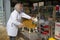 A Cheviot sheep being prepared for competition at the Royal Welsh Show