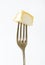 Chevre cheese on fork