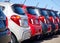 Chevrolet Spark cars in a line