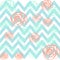 Chevron roses preppy pink blue background