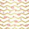 Chevron zigzag Gold and white seamless pattern with pink circles