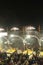 Chhatri umbrellas cover the aarti evening prayer service