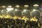 Chhatri umbrellas cover the aarti evening prayer service