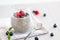 Chia pudding with almond milk and fruit
