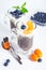 Chia pudding with blueberries and kumquat