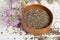 Chia seed healthy super food with flower