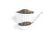Chia seeds in porcelain spoon and sauce boat isolated
