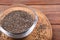 chia seeds on the table. Superfood, nutritional supplements, weight loss