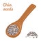 Chia seeds in wooden spoon. Vegan food.