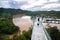 Chiang Khan,Thailand-11 July,2020 : tourist at beautiful sky walk at Viewpoint new landmark Thailand skywalk, at Phra Yai Phu Khok