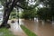 CHIANG MAI, Thailand - 3 October, 2022 : Flooding in Chiang Mai city near the Ping River,effect of heavy raining from the mountain