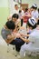 CHIANG MAI, Thailand - August 7, 2016: Mother and her Child receiving vaccine at out side of the thigh.Children vaccine in