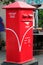 Chiang Mai, Thailand - December 3, 2019: Mailboxes of Thailand Post traditionally have red color