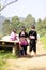 CHIANG MAI, THAILAND - Nov 5 : Portrait of unidentified hill tribe children playing with friend with traditional clothes in her v