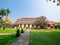 Chiang man temple in panoramic view. Northern thai architecture, building exterior. Buddhist