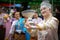 Chiang Rai Province, THAILAND - 14 January, 2018: Thai traditional attractive Males, Dancing in Thai Dancing style for local